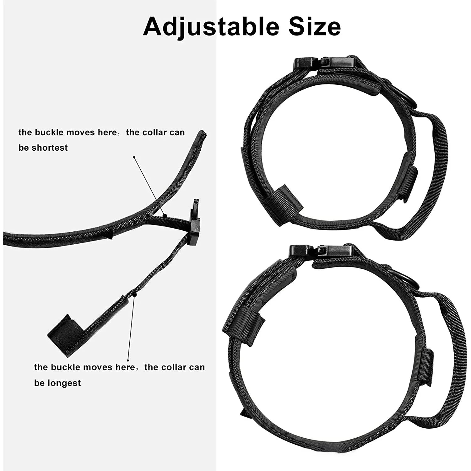 Tactical Dog Collar Adjustable Military Nylon Dog Collar Control Handle  Dogs
