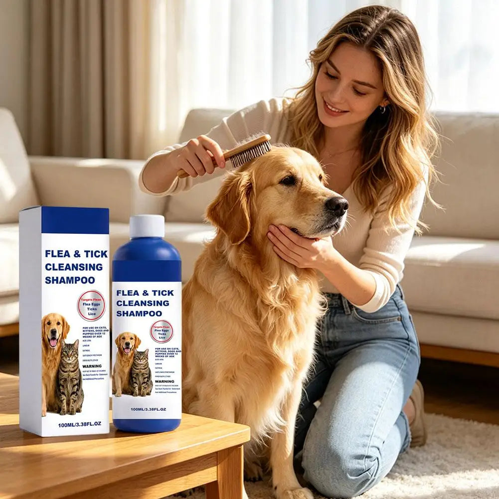 Dog Cat Flea Tick Cleansing Shampoo Deep Clean Deodorant Pet Grooming Wash