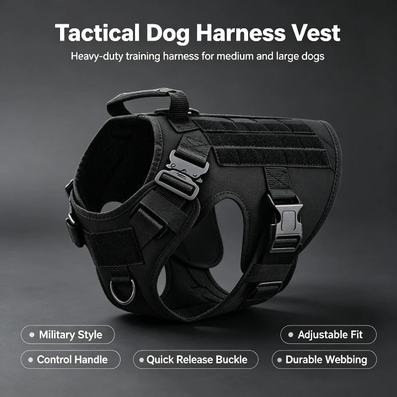 Military Tactical Dog Harness Vest Medium Large Dog Training Hunting Harness