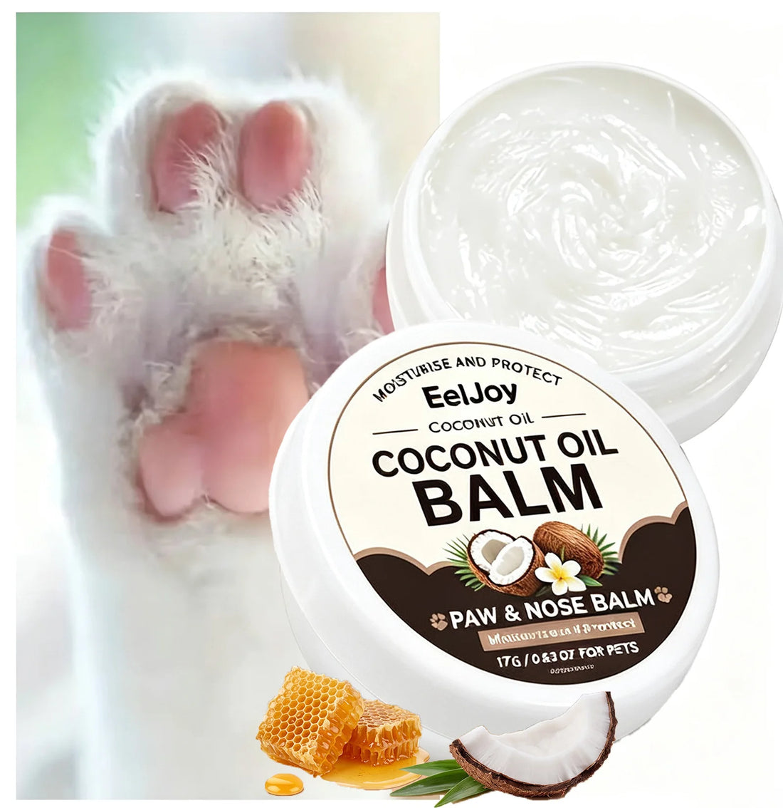 Dog Paw Balm with Coconut Oil – Lick Safe Moisturizing Wax for Dry Cracked