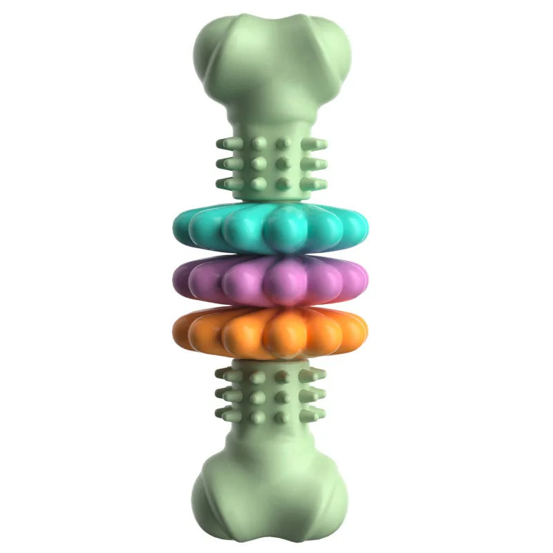 Indestructible Dog Chew Toys for Teething Puppies Squeaky Rubber Bone Bite