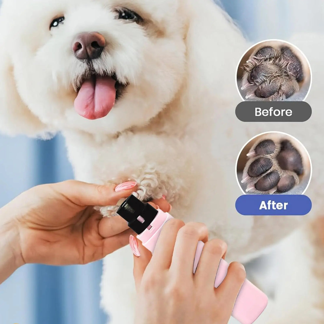Painless Electric Pet Nail Grinder for Dogs Cats Quiet Claw Trimmer with LED Light