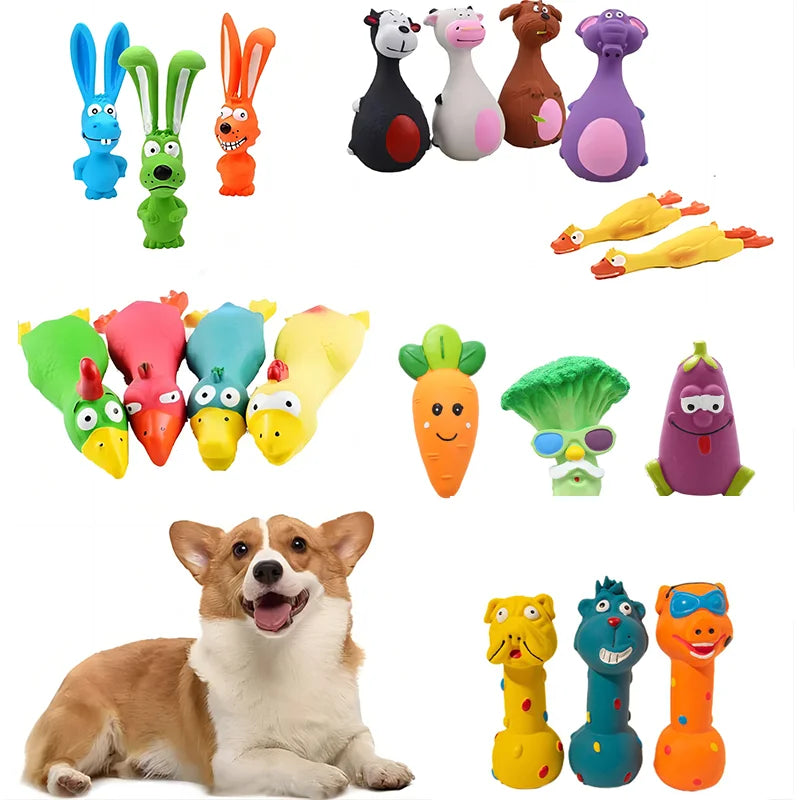 Squeaky Dog Rubber Toys Bite Resistant Dog Latex Chew Toy Animal Shape Puppy